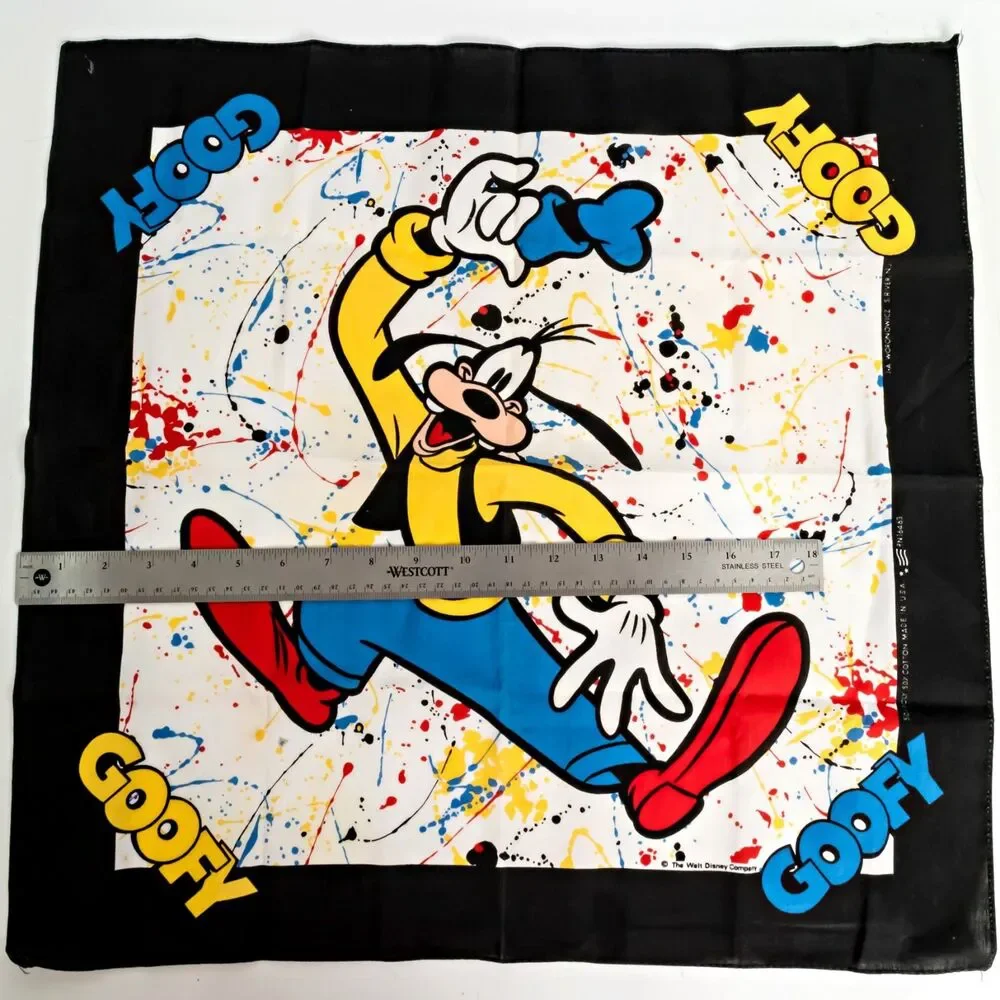 Vintage Disney Goofy Paint Splatter Bandana Handkerchief 50/50 Cotton Poly USA